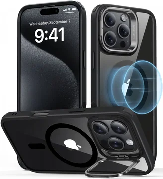 ESR Classic Hybrid MagSafe Apple iPhone 16 Pro Hoesje met Stand Clear Zwart