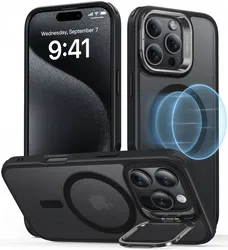 ESR Classic Hybrid MagSafe Apple iPhone 16 Pro Hoesje met Stand Frosted Zwart afbeelding