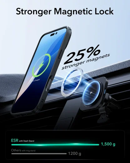 ESR Classic Hybrid MagSafe Apple iPhone 16 Pro Hoesje met Stand Frosted Zwart afbeelding 6