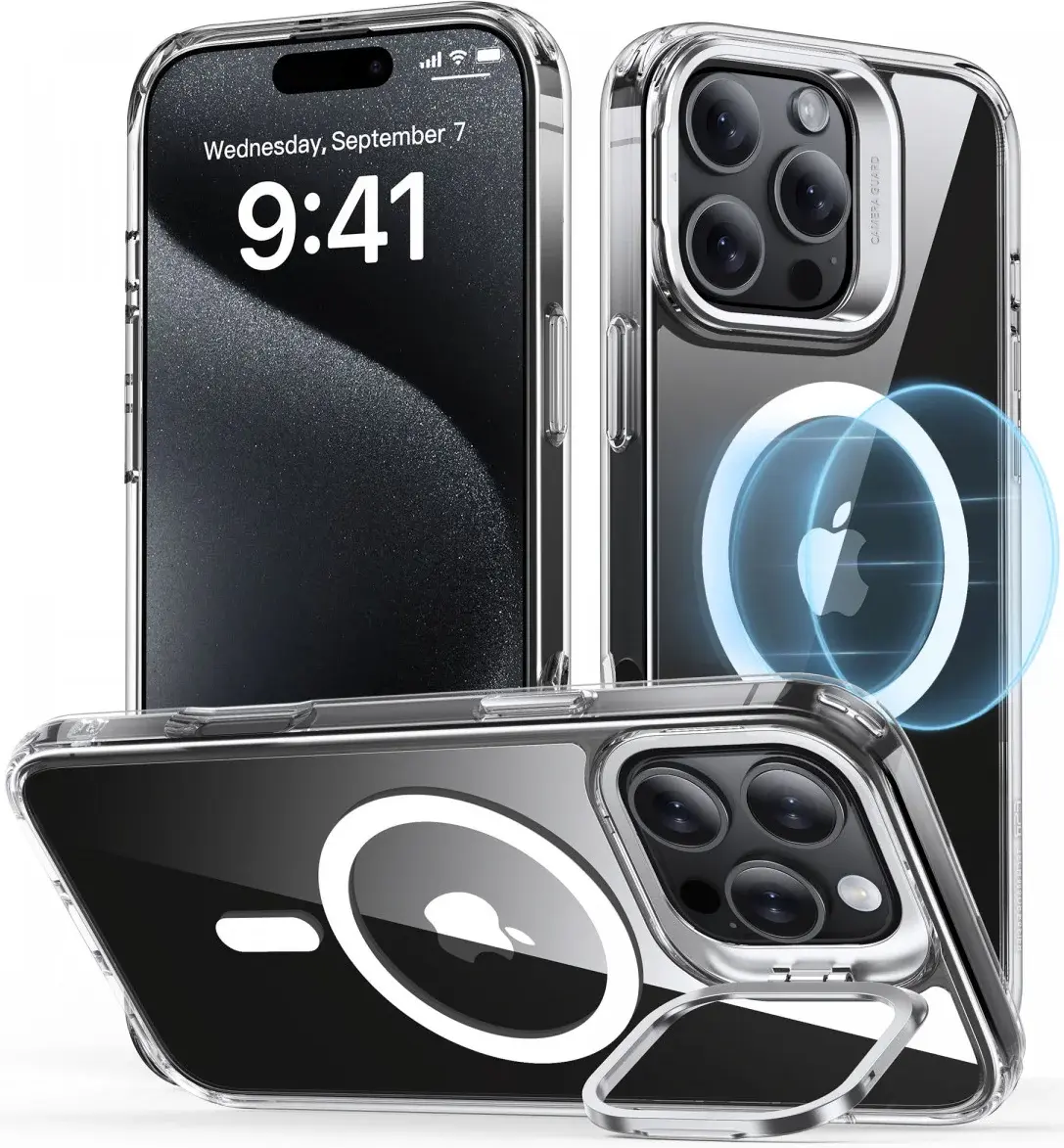 ESR Classic Hybrid MagSafe iPhone 16 Pro Max Hoesje met Stand Transparant afbeelding 1