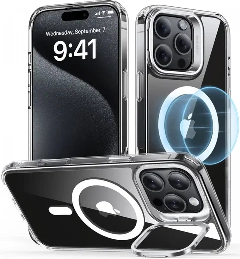 ESR Classic Hybrid MagSafe iPhone 16 Pro Max Hoesje met Stand Transparant afbeelding 1