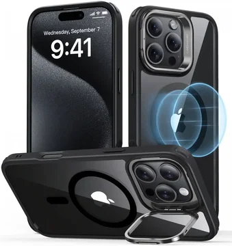 ESR Classic Hybrid MagSafe iPhone 16 Pro Max Hoesje met Stand Transparant Zwart