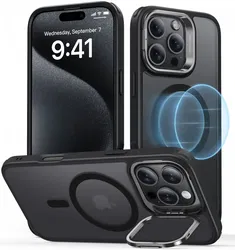 ESR Classic Hybrid MagSafe iPhone 16 Pro Max Hoesje met Stand Frosted Zwart afbeelding