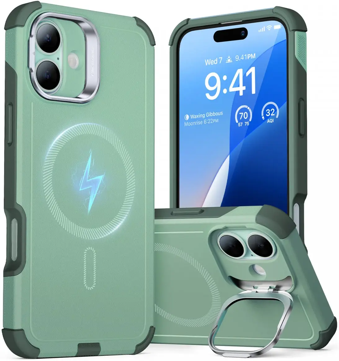 ESR Cyber Armor Apple iPhone 16 Hoesje MagSafe met Stand Groen afbeelding 1