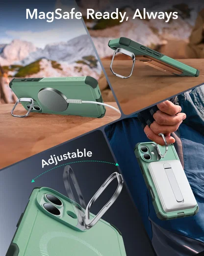 ESR Cyber Armor Apple iPhone 16 Hoesje MagSafe met Stand Groen afbeelding 4