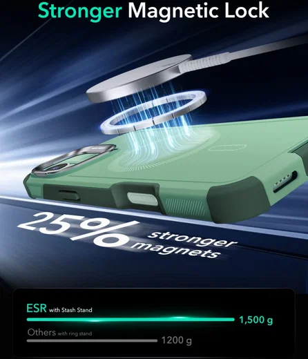 ESR Cyber Armor Apple iPhone 16 Hoesje MagSafe met Stand Groen afbeelding 7