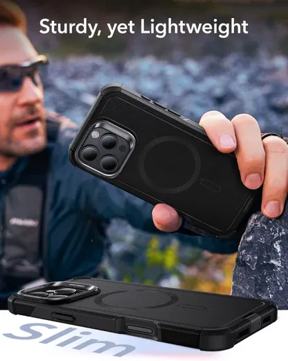 ESR Cyber Armor Apple iPhone 16 Pro Hoesje MagSafe met Stand Zwart afbeelding 7