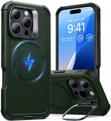 ESR Cyber Armor Apple iPhone 16 Pro Hoesje MagSafe met Stand Groen afbeelding