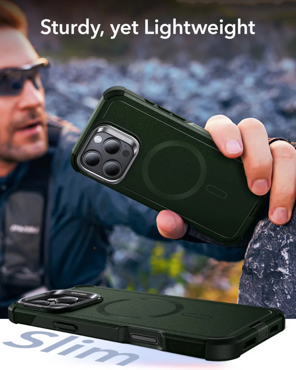 ESR Cyber Armor Apple iPhone 16 Pro Hoesje MagSafe met Stand Groen afbeelding 6