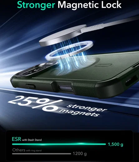 ESR Cyber Armor Apple iPhone 16 Pro Hoesje MagSafe met Stand Groen afbeelding 7