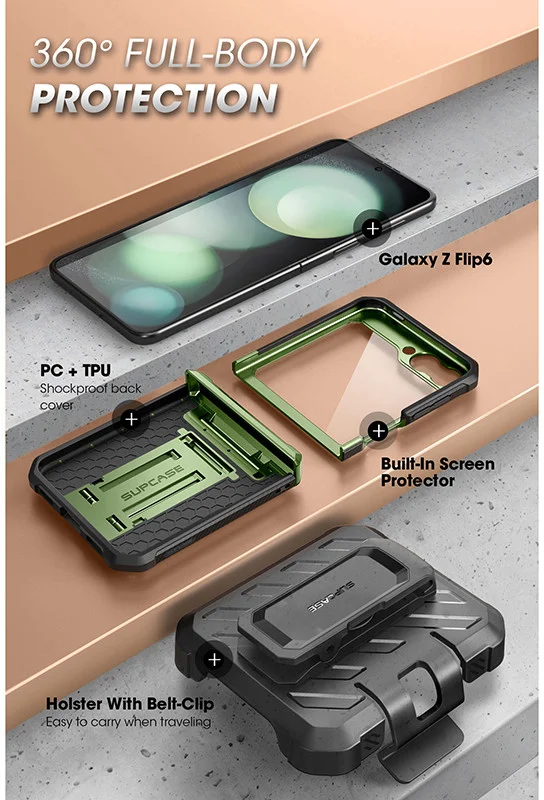 SUPCASE UB Pro Samsung Galaxy Z Flip 6 Hoesje Full Protect Kickstand Groen afbeelding 7