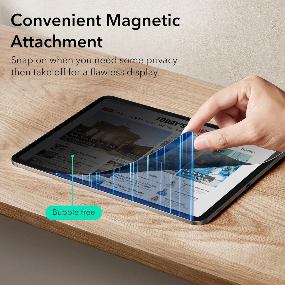 ESR Paper Feel Magnetic Privacy iPad Air 11 (24/25/26) Screen Protector afbeelding 3
