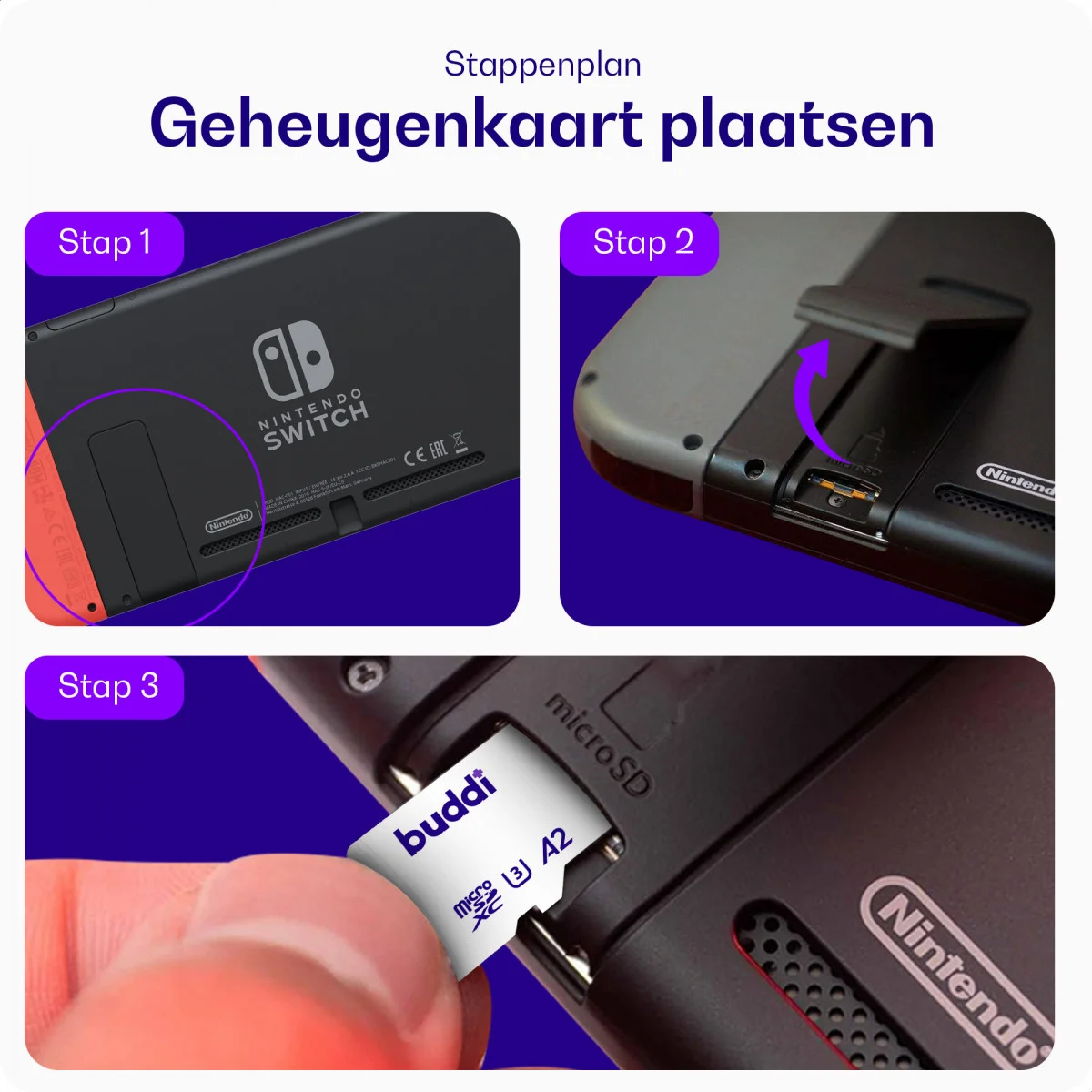 Buddi MicroSDXC Nintendo Switch Geheugenkaart 128GB afbeelding 3