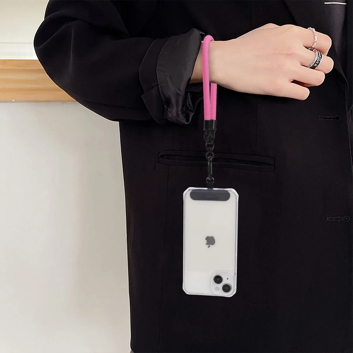 HappyCase Rhodos Stevig en Universeel Telefoonkoord / Polsbandje (30CM) Roze afbeelding 11