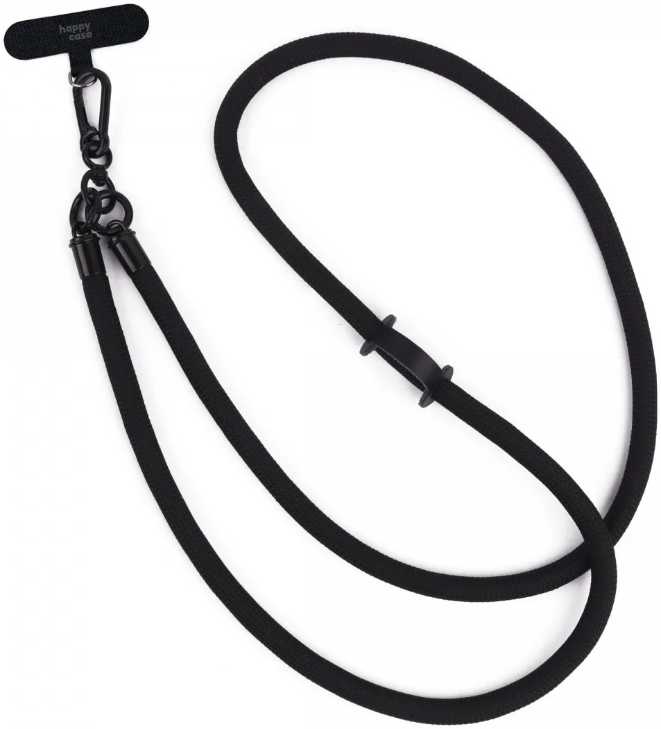 HappyCase Rhodos Stevig en Universeel Telefoonkoord / Telefoontouw (120CM) Zwart afbeelding 1