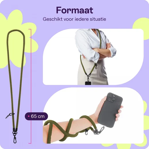 HappyCase Rhodos Stevig en Universeel Telefoonkoord / Telefoontouw (120CM) Groen afbeelding 3