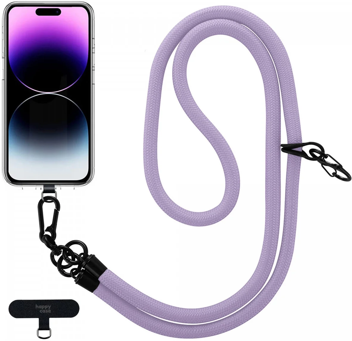 HappyCase Rhodos Stevig en Universeel Telefoonkoord / Telefoontouw (120CM) Paars afbeelding 9