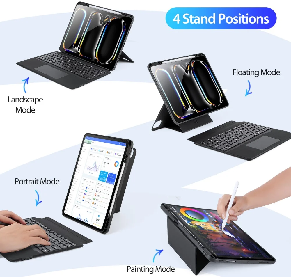 Dux Ducis iPad Pro 13 (2024/2025) Hoes Bluetooth Toetsenbord Zwart afbeelding 7