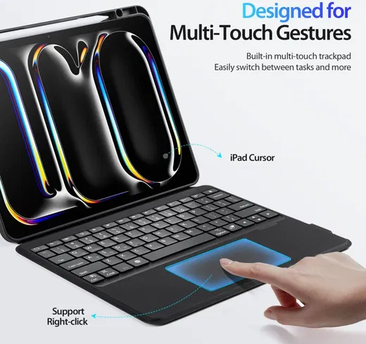 Dux Ducis iPad Pro 13 (2024/2025) Hoes Bluetooth Toetsenbord Zwart afbeelding 9