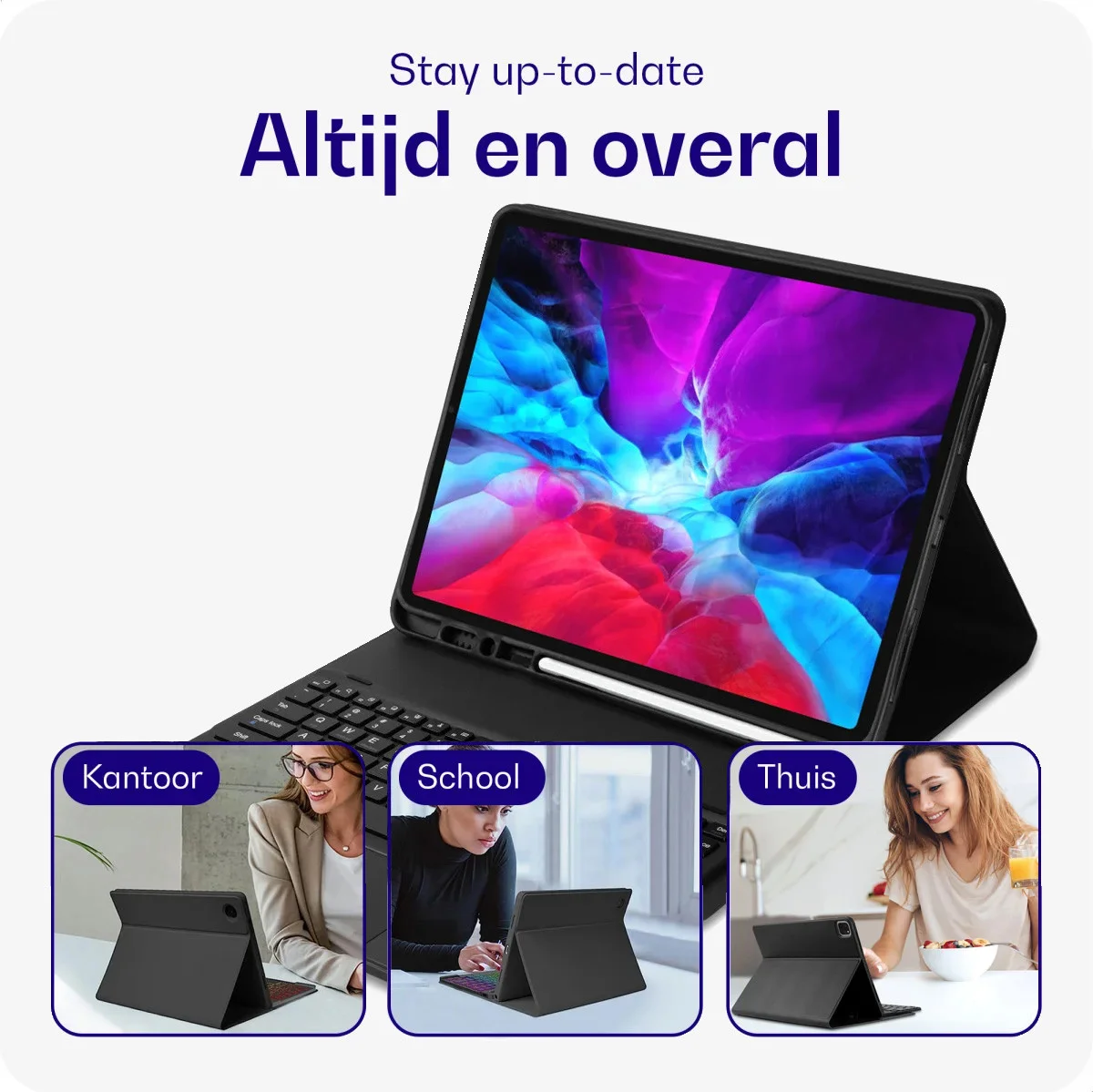 Buddi Zuna iPad Pro 13 (2024/2025) Hoes met QWERTY Toetsenbord Book Case Zwart afbeelding 3