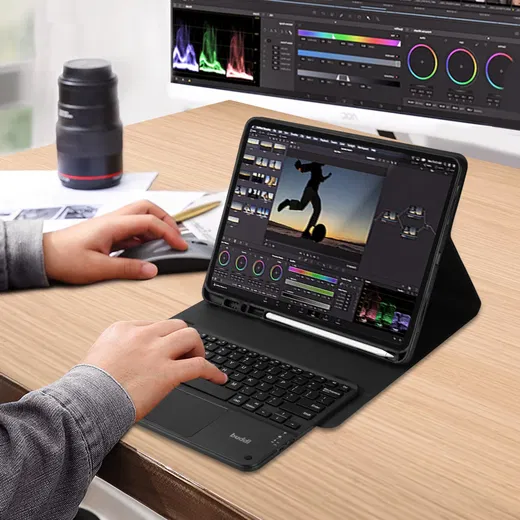 Buddi Zuna iPad Pro 13 (2024/2025) Hoes met QWERTY Toetsenbord Book Case Zwart afbeelding 5