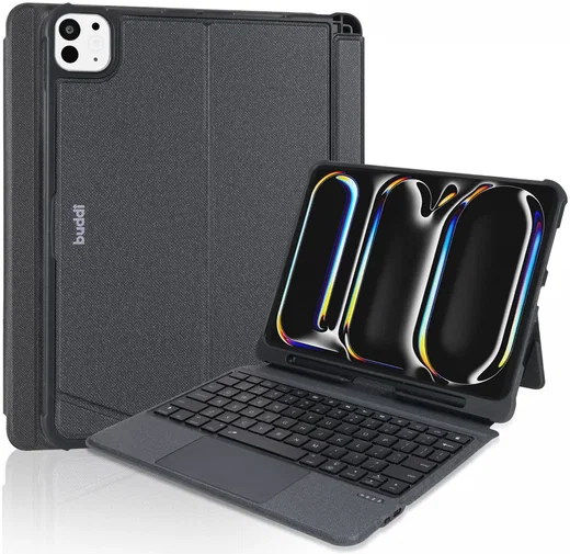 Buddi Thorn iPad Pro 11 (2024/2025) Hoes QWERTY Toetsenbord Book Case Zwart afbeelding 2