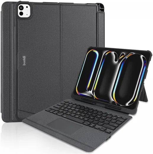 Buddi Thorn iPad Pro 13 (2024/2025) Hoes QWERTY Toetsenbord Book Case Zwart afbeelding 2