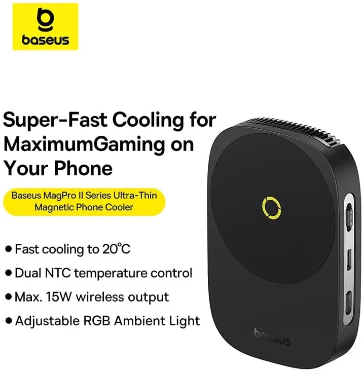 Baseus MagPro II Mobiele Telefoon Koeler met MagSafe Opladen 15W Zwart afbeelding 3