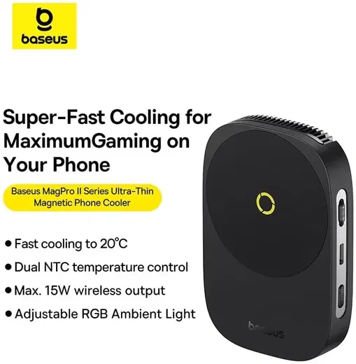 Baseus MagPro II Mobiele Telefoon Koeler met MagSafe Opladen 15W Zwart afbeelding 3