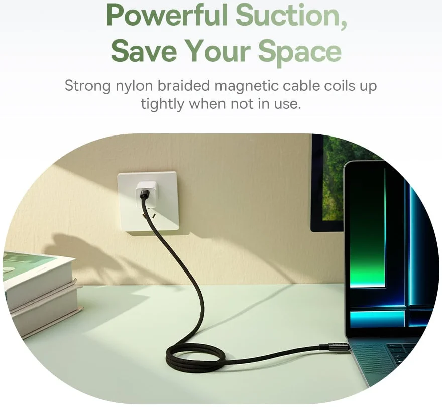 Baseus Tungsten Gold 100W Magnetische USB-C naar USB-C Kabel 1M Zwart afbeelding 5