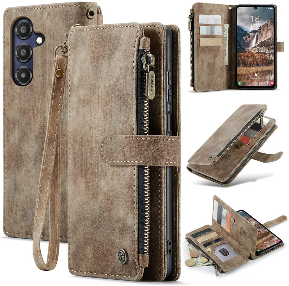 CaseMe C30 Samsung Galaxy A25 Hoesje Pasjeshouder Book Case Bruin afbeelding 2