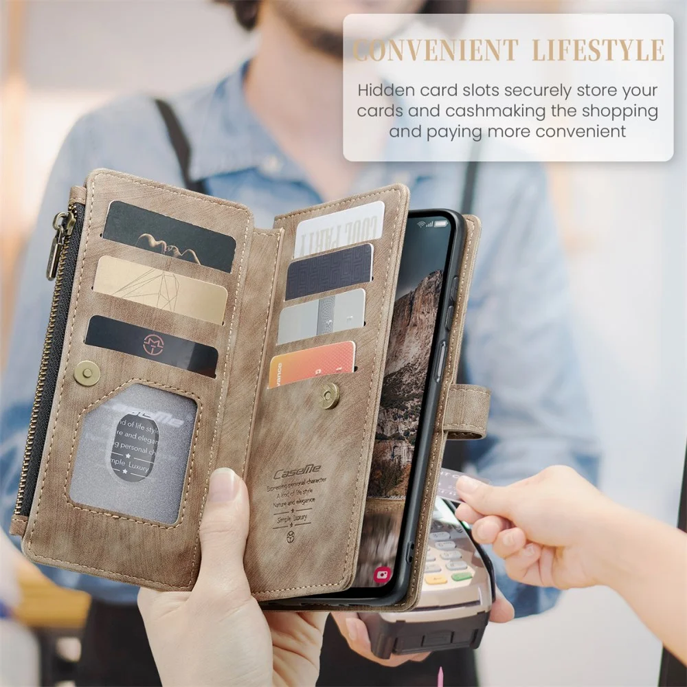 CaseMe C30 Samsung Galaxy A25 Hoesje Pasjeshouder Book Case Bruin afbeelding 5