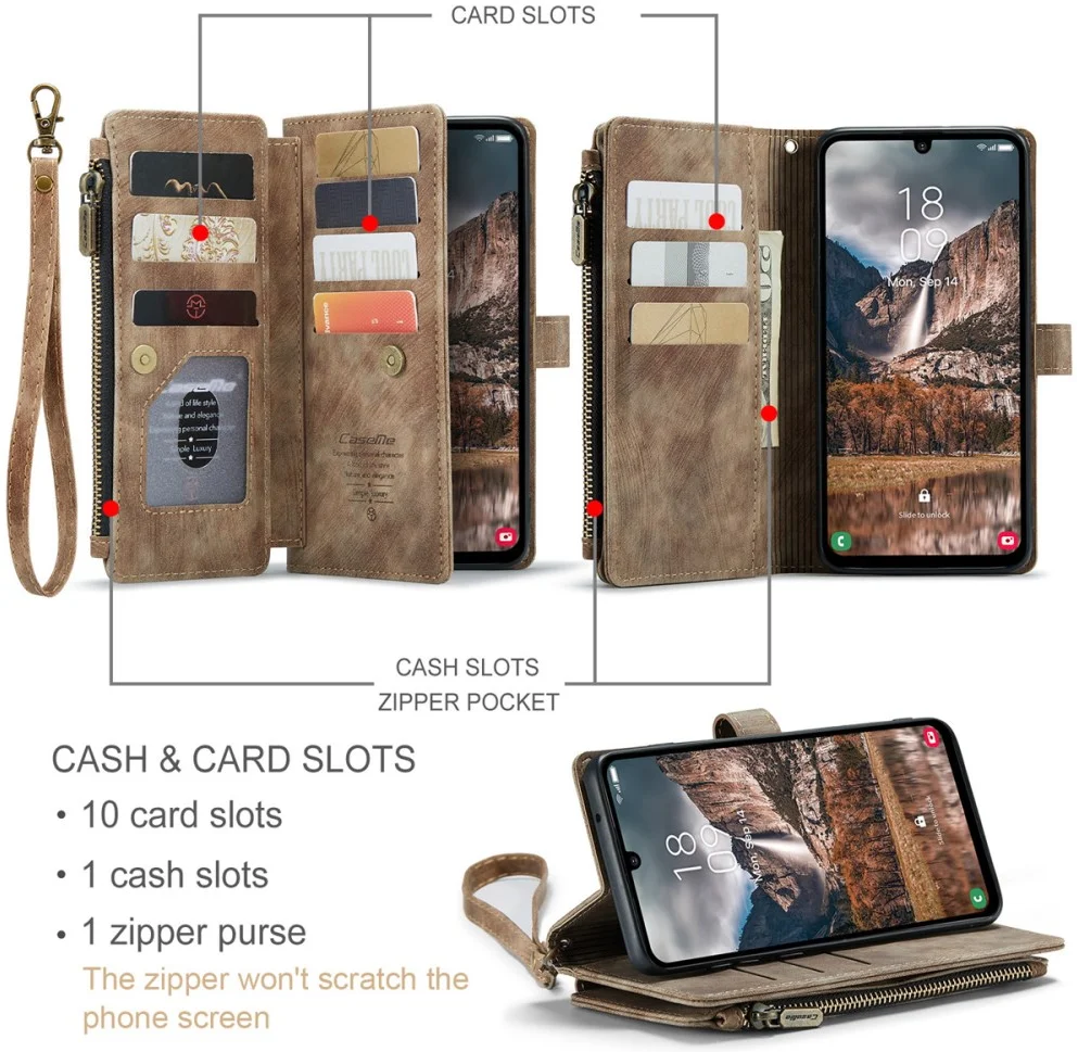CaseMe C30 Samsung Galaxy A25 Hoesje Pasjeshouder Book Case Bruin afbeelding 7
