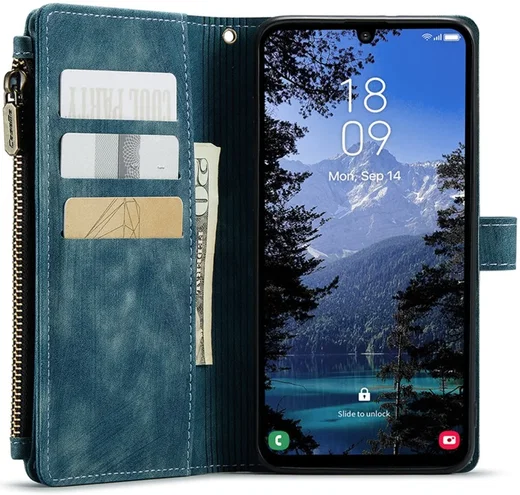 CaseMe C30 Samsung Galaxy A25 Hoesje Pasjeshouder Book Case Blauw afbeelding 10