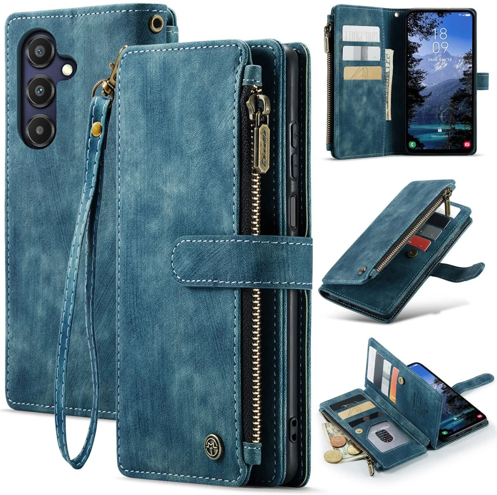 CaseMe C30 Samsung Galaxy A25 Hoesje Pasjeshouder Book Case Blauw afbeelding 2