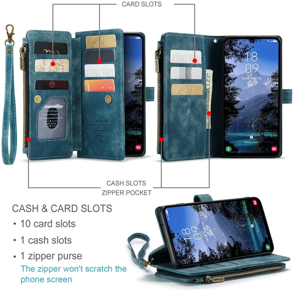 CaseMe C30 Samsung Galaxy A25 Hoesje Pasjeshouder Book Case Blauw afbeelding 7