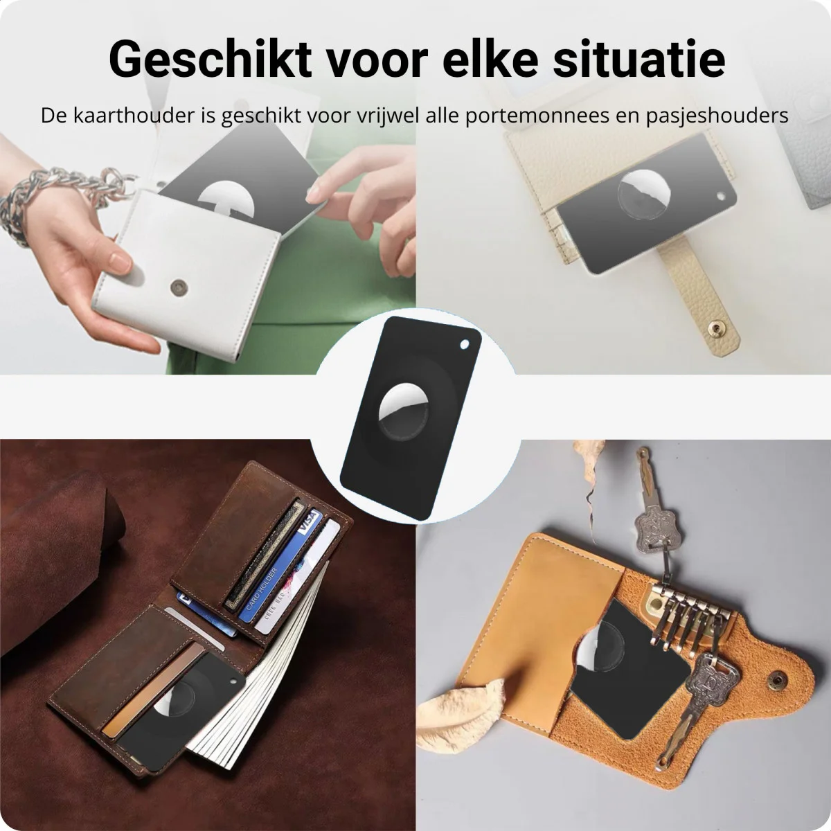 AirTag Dunne Kaarthouder voor Portemonnee of Pasjeshouder Zwart afbeelding 5