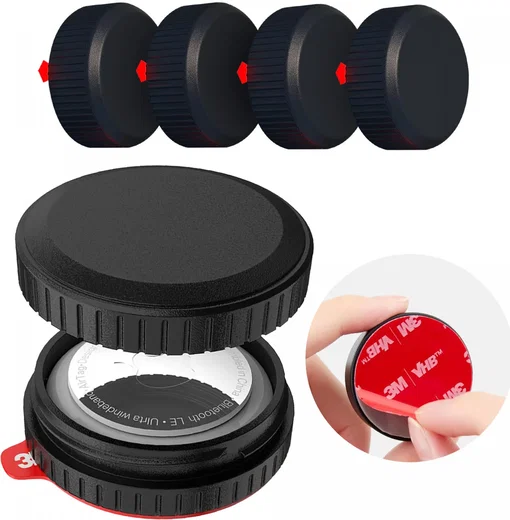 (4 pack) Waterdichte AirTag Hoes met 3M Tape voor Plakken Zwart afbeelding 1
