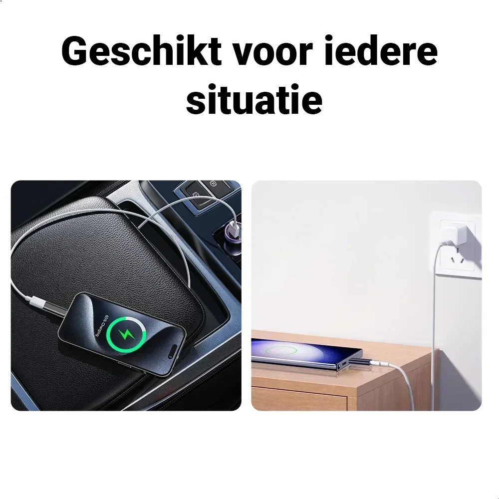 USB - C naar Lightning Adapter OTG Adapter met Anti-Lost Strap Zwart afbeelding 2