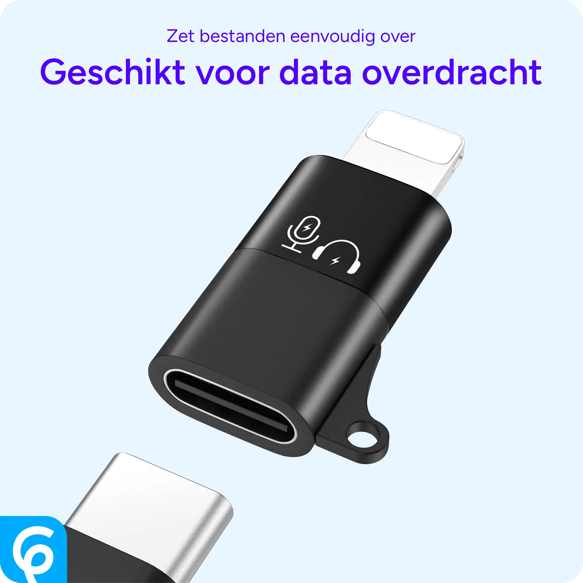 USB-C naar Lightning Adapter Koppelstuk Zwart afbeelding 5