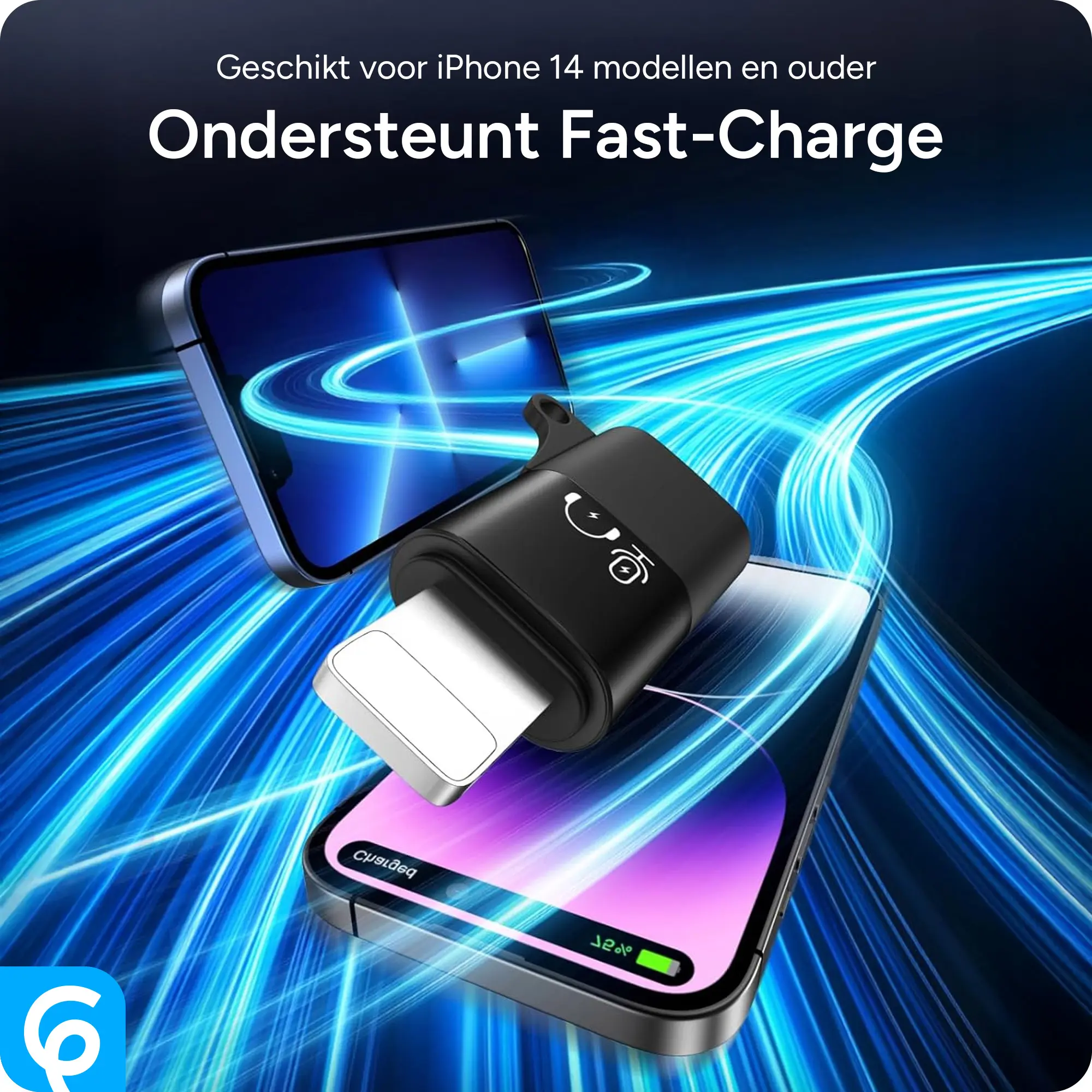 USB-C naar Lightning Adapter Koppelstuk Zwart afbeelding 2