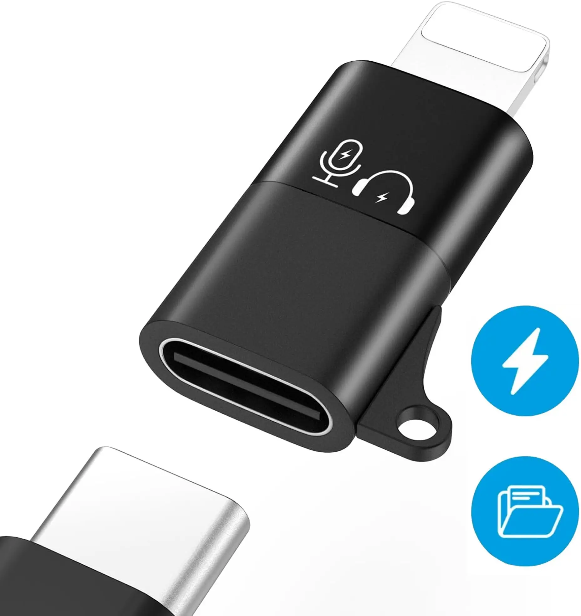 USB-C naar Lightning Adapter Koppelstuk Zwart afbeelding 1
