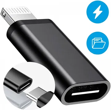 USB - C naar Lightning Adapter OTG Adapter met Anti-Lost Strap Zwart
