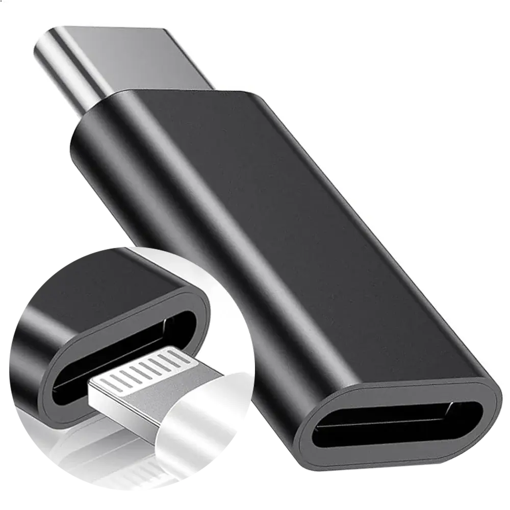 Lightning naar USB - C Adapter Zwart afbeelding 1