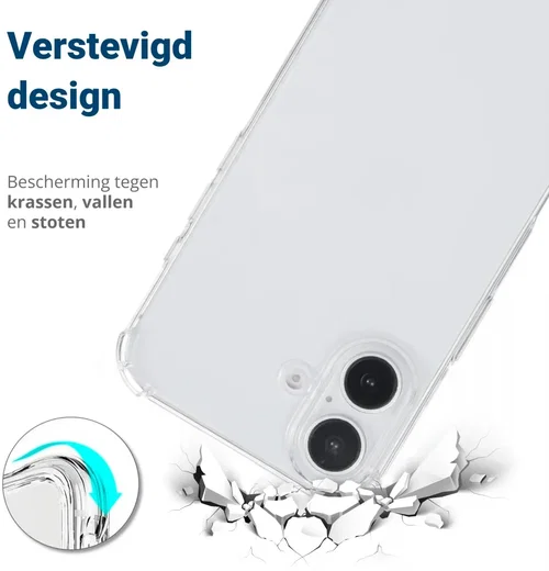 Apple iPhone 16 Plus Hoesje Schokbestendig en Dun TPU Back Cover Transparant afbeelding 4
