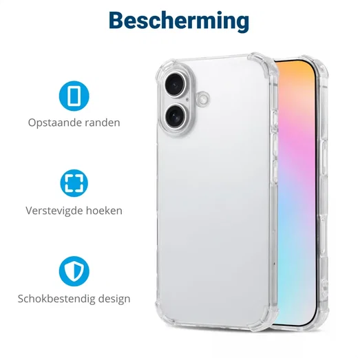 Apple iPhone 16 Plus Hoesje Schokbestendig en Dun TPU Back Cover Transparant afbeelding 6