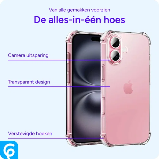 Apple iPhone 16 Plus Hoesje Schokbestendig en Dun TPU Back Cover Transparant afbeelding 5