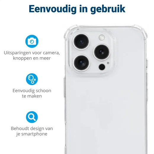 Apple iPhone 16 Pro Max Hoesje Schokbestendig en Dun TPU Back Cover Transparant afbeelding 10
