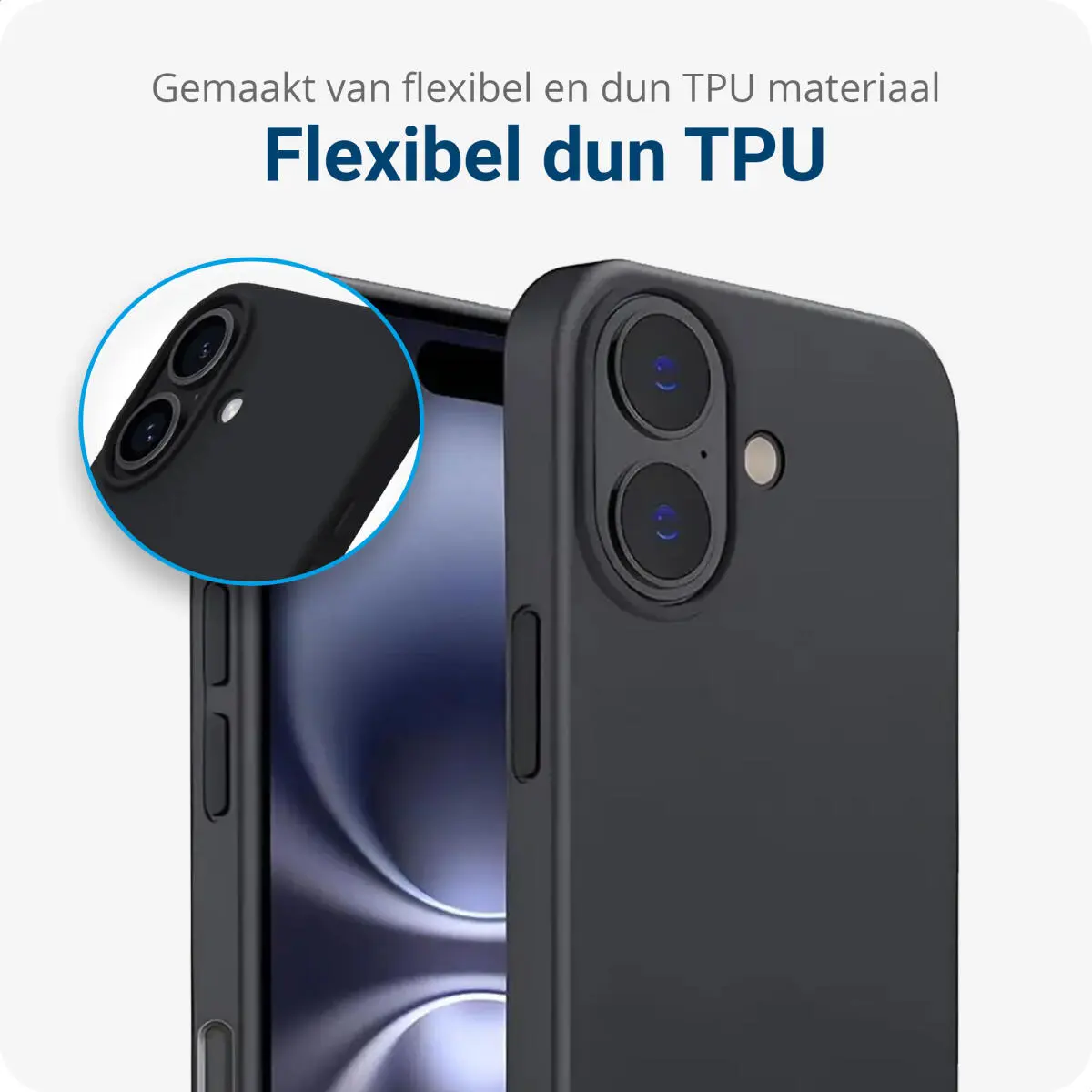Apple iPhone 16 Hoesje Dun TPU Back Cover Matte Zwart afbeelding 6