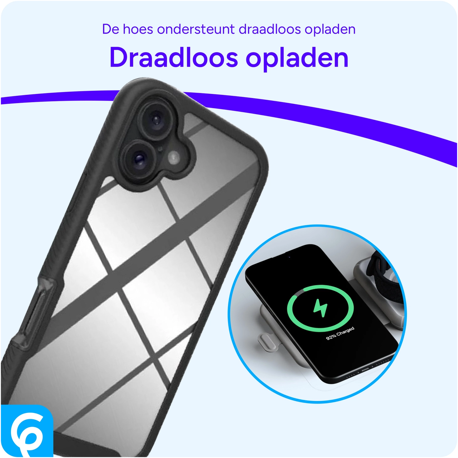 Apple iPhone 16 Hoesje Full Protect 360° Cover Hybride Zwart afbeelding 6